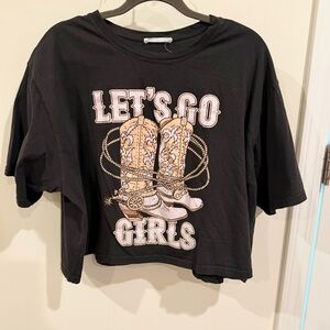 Black 'Let's Go Girls' Graphic Crop T-Shirt
